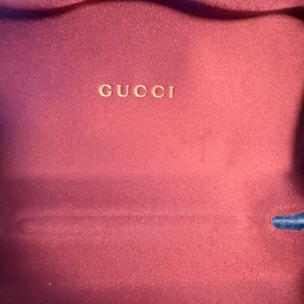 Vintage Gucci Blue‎ Velvet Eyeglass Sunglasses Hard Case Burgundy Satin Empty